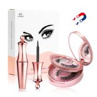 Premium magnetic eyelashes with eyeliner square marble magnetic eyelash box packaging private label magnetic eyelash mink